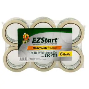 EZ Start Clear Packing Tape Refills, 6 Rolls | Frustration-Free, Whisper Quiet, Moving & Shipping Boxes, Apartments and Homes, 1.88 Inch x 55 Yards EZ Start Clear Packing Tape Refills, 6 Rolls | Frustration-Free, Whisper Quiet, Moving & Shipping Boxes, Apartments and Homes, 1.88 Inch x 55 Yards