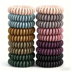 Hair Ties, 18 Count - Vintage matte color Spiral Hair Ties, No Crease, Suitable For Women And Children With Thick Or Thinning Hair Hair Ties, 18 Count - Vintage matte color Spiral Hair Ties, No Crease, Suitable For Women And Children With Thick Or Thinning Hair