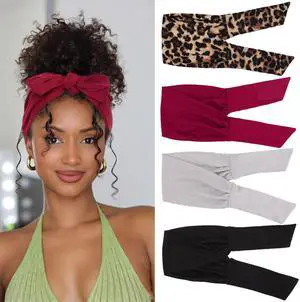4 Pieces Adjustable Headbands for Women Elastic Knotted Boho Headbands For Women Fashion Wide Headband Hair Scarf Headband Yoga Workout Head Bands Hair Accessories Band 4 Pieces Adjustable Headbands for Women Elastic Knotted Boho Headbands For Women Fashion Wide Headband Hair Scarf Headband Yoga Workout Head Bands Hair Accessories Band
