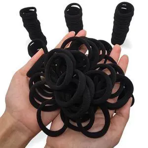 144 PCS Black Hair Ties for Women, Cotton Seamless Hair Bands, Elastic Ponytail Holders, No Damage for Thick Hair, 2 Inch in Diameter 144 PCS Black Hair Ties for Women, Cotton Seamless Hair Bands, Elastic Ponytail Holders, No Damage for Thick Hair, 2 Inch in Diameter