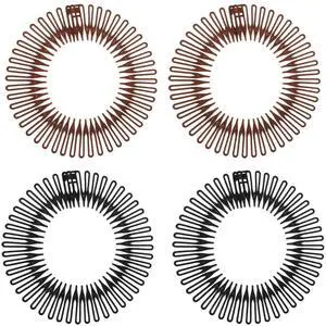 4PCS Flexible Headbands,Circular Stretch Comb Headband Zig Zag Plastic Circle Headbands Plastic Black Brown Circle Spring Headband Flexible Hair Wrap Holder Hairs Comb for Women Hair Accessories 4PCS Flexible Headbands,Circular Stretch Comb Headband Zig Zag Plastic Circle Headbands Plastic Black Brown Circle Spring Headband Flexible Hair Wrap Holder Hairs Comb for Women Hair Accessories
