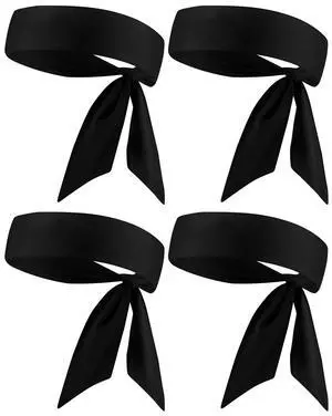 Black Head Tie, Tennis Headband Tie Back, Sweat Wicking Quickly Dry Hair Band for Men Women Kids Girls Boys, Sweatband Head Wraps for Tennis, Basketball, Running, Ninja, Karate, Workout Black Head Tie, Tennis Headband Tie Back, Sweat Wicking Quickly Dry Hair Band for Men Women Kids Girls Boys, Sweatband Head Wraps for Tennis, Basketball, Running, Ninja, Karate, Workout