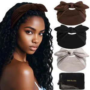 Wide Headbands for Women, Large Hairband, Elastic Non-Slip Headband Twist Knotted Accessories, Yoga Workout Vintage Hair 3 Pack (Multi-colored-1) Wide Headbands for Women, Large Hairband, Elastic Non-Slip Headband Twist Knotted Accessories, Yoga Workout Vintage Hair 3 Pack (Multi-colored-1)
