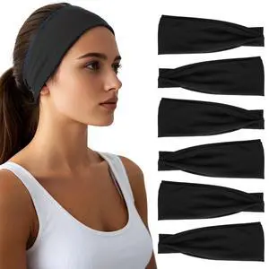 Headbands for Women Men, Wide Thick Workout Non Slip Sports Hair Bands | Black Elastic Running Sweatbands, 6 Pcs Stretchy Soft Thin Head Band for Fashion, Headband for Washing Face Yoga Daily Use Headbands for Women Men, Wide Thick Workout Non Slip Sports Hair Bands | Black Elastic Running Sweatbands, 6 Pcs Stretchy Soft Thin Head Band for Fashion, Headband for Washing Face Yoga Daily Use