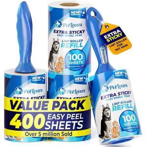 Extra Sticky Lint Roller Ultimate Value Set 400 Sheets for Pet Hair Removal, Dog and Cat Lint Remover 4 Pack Extra Sticky Lint Roller Ultimate Value Set 400 Sheets for Pet Hair Removal, Dog and Cat Lint Remover 4 Pack