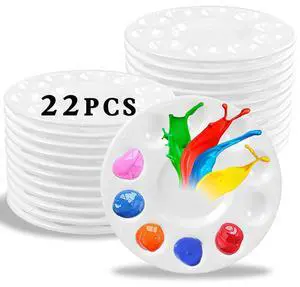 22pcs Paint Palettes, Plastic Paint Tray Palette, Paint Pallets for Kids or Students to DIY Craft Class or Art Class, White 22pcs Paint Palettes, Plastic Paint Tray Palette, Paint Pallets for Kids or Students to DIY Craft Class or Art Class, White