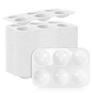50 PCS White Plastic Watercolor Palette, 6 Well Rectangular Paint Palettes, Paint Tray Palettes, Paint Trays for Kids, for Painting, DIY Craft, Art Painting Class 50 PCS White Plastic Watercolor Palette, 6 Well Rectangular Paint Palettes, Paint Tray Palettes, Paint Trays for Kids, for Painting, DIY Craft, Art Painting Class