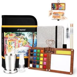 Travel Watercolor Travel Set, 24 Colors Mini Portable Paint Kit | Includes Water Brush and Compact Design, Perfect for Beginners, Hobbyists and Artists to Create Beautiful Paintings Anywhere Travel Watercolor Travel Set, 24 Colors Mini Portable Paint Kit | Includes Water Brush and Compact Design, Perfect for Beginners, Hobbyists and Artists to Create Beautiful Paintings Anywhere