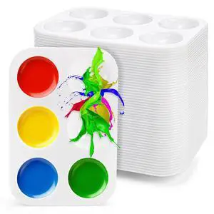 100 Pack White Art Paint Tray Palette, Rectangular Plastic Paint Tray for Kids, Adult, Student Watercolor Craft DIY Art Painting, 6 Wells, Easy to Clean 100 Pack White Art Paint Tray Palette, Rectangular Plastic Paint Tray for Kids, Adult, Student Watercolor Craft DIY Art Painting, 6 Wells, Easy to Clean