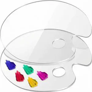Clear Acrylic Paint Palette, 2-Pack Oval Paint Trays, 15.7 x 11.8 in | Big Size Palette, Non-stick Surface, Suitable for Acrylic, Oil & Watercolor Clear Acrylic Paint Palette, 2-Pack Oval Paint Trays, 15.7 x 11.8 in | Big Size Palette, Non-stick Surface, Suitable for Acrylic, Oil & Watercolor