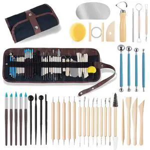 Pottery Sculpting Tools Set 40PCS Clay Carving Tools | with Stainless Steel,Wooden Clay Carving Tools,Ball Stylus, Rubber Tip Shapers,Sponge & Storage Bag for Ceramic,Polymer Clay Pottery Sculpting Tools Set 40PCS Clay Carving Tools | with Stainless Steel,Wooden Clay Carving Tools,Ball Stylus, Rubber Tip Shapers,Sponge & Storage Bag for Ceramic,Polymer Clay