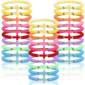 30 Pcs Cross Bracelet for Men Women Jesus Bracelets Bulk, Colorful Religious Gifts for Men Christian Jewelry with Handmade Elastic Silicone Bead, Inspirational Religious Wristbands Christian Christmas 30 Pcs Cross Bracelet for Men Women Jesus Bracelets Bulk, Colorful Religious Gifts for Men Christian Jewelry with Handmade Elastic Silicone Bead, Inspirational Religious Wristbands Christian Christmas
