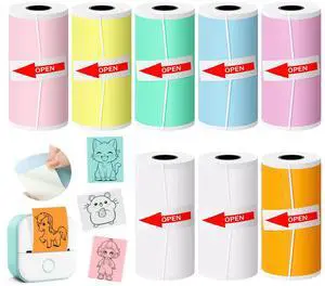 8 Rolls Self-Adhesive Mini Printer Paper, Compatible with T02/M02 Mini Thermal Printer, 53x28mm Mini Colorful Thermal Sticker Pape for Study Notes, Journals, Photos (2.09"W x 1.1"D 8 Rolls Self-Adhesive Mini Printer Paper, Compatible with T02/M02 Mini Thermal Printer, 53x28mm Mini Colorful Thermal Sticker Pape for Study Notes, Journals, Photos (2.09"W x 1.1"D