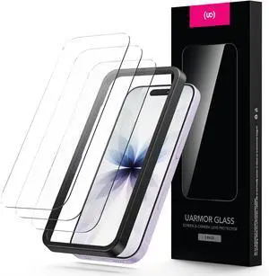 UARMOR Glass 3 Pack Screen Protector for iPhone 17, 9H Tempered Glass with Easy Installation Kits, Shatterproof, Case-Friendly Fit - HD Clear (iPhone 17) UARMOR Glass 3 Pack Screen Protector for iPhone 17, 9H Tempered Glass with Easy Installation Kits, Shatterproof, Case-Friendly Fit - HD Clear (iPhone 17)