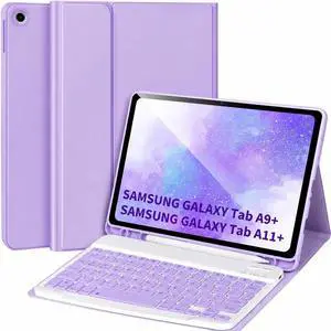 Keyboard Case for Samsung Galaxy Tab A9+/A11+ Plus 2023/2025 11,Case with Keyboard for Samsung Tab A9+ with S Pen Holder,Detachable Bluetooth Keyboard for Galaxy Tab A11+ Auto Wake/Sleep,Purple Keyboard Case for Samsung Galaxy Tab A9+/A11+ Plus 2023/2025 11,Case with Keyboard for Samsung Tab A9+ with S Pen Holder,Detachable Bluetooth Keyboard for Galaxy Tab A11+ Auto Wake/Sleep,Purple