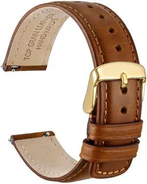 20mm Watch Band for Men and Women, Genuine Leather - Top Grain Leather, Quick Release Strap, Golden Buckle (Golden Brown) 20mm Watch Band for Men and Women, Genuine Leather - Top Grain Leather, Quick Release Strap, Golden Buckle (Golden Brown)