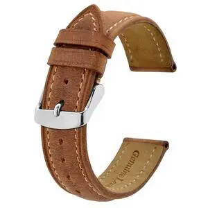 Watch Strap 18mm, Vintage Leather Replacement Watch Band, Light Brown with Thread Watch Strap 18mm, Vintage Leather Replacement Watch Band, Light Brown with Thread