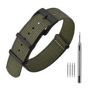 Nylon Watch Band 20mm, One-Piece Waterproof Military Watch Straps with Heavy Black Buckle (Army Green) Nylon Watch Band 20mm, One-Piece Waterproof Military Watch Straps with Heavy Black Buckle (Army Green)