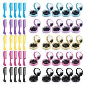 50 Pack Mini Travel Hair Comb Set, 5 Colors, Individually Wrapped | Foldable Hairbrush with Mirror, Massage Cushion Hair Brush for Detangling Dry & Wet Hair, Portable Hair Comb for Women & Men 50 Pack Mini Travel Hair Comb Set, 5 Colors, Individually Wrapped | Foldable Hairbrush with Mirror, Massage Cushion Hair Brush for Detangling Dry & Wet Hair, Portable Hair Comb for Women & Men