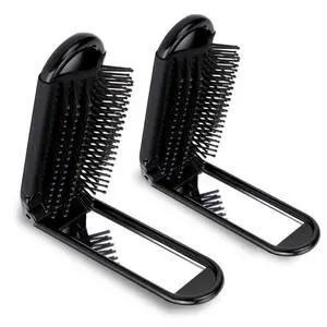 Travel Hair Brush with Mirror and Massage Comb - 2 Pack Foldable Compact Hair Styling Tools for Women and Men Travel Hair Brush with Mirror and Massage Comb - 2 Pack Foldable Compact Hair Styling Tools for Women and Men