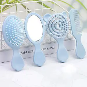 4 Pieces Mini Hair Brush Hair Comb Set For Women Girls Kids Toddler Small Travel Hair Combs Brushes Handheld Mirror Set Hair Care Gift Sets Detangling Comb Massage HairBrush with Air Cushion (Blue) 4 Pieces Mini Hair Brush Hair Comb Set For Women Girls Kids Toddler Small Travel Hair Combs Brushes Handheld Mirror Set Hair Care Gift Sets Detangling Comb Massage HairBrush with Air Cushion (Blue)