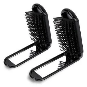 2 Pcs Foldable Hair Brush with Mirror Portable Travel Hair Brush Pocket Size Anti-static Mini Hairbrush Small Compact Massage Comb Hair Styling Tools for Women Girls Home Travel Gym Purse (Black) 2 Pcs Foldable Hair Brush with Mirror Portable Travel Hair Brush Pocket Size Anti-static Mini Hairbrush Small Compact Massage Comb Hair Styling Tools for Women Girls Home Travel Gym Purse (Black)