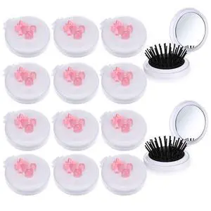 12 Pack Foldable Travel Mirror Hair Brushes, Mini Mirror Comb, Round Portable Folding Pocket Hairbrush, Compact Small Size Massage Comb, Coquette Bow Party Favor for Women (White) 12 Pack Foldable Travel Mirror Hair Brushes, Mini Mirror Comb, Round Portable Folding Pocket Hairbrush, Compact Small Size Massage Comb, Coquette Bow Party Favor for Women (White)