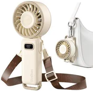 Portable Handheld Fan D6036 Cream | 7.4m/s High Speed Turbo, 180° Foldable 4-in-1, Personal Neck Fan with Carabiner Clip, 100 Speed Stepless Control Portable Handheld Fan D6036 Cream | 7.4m/s High Speed Turbo, 180° Foldable 4-in-1, Personal Neck Fan with Carabiner Clip, 100 Speed Stepless Control