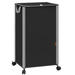 Rolling Laundry Hamper with Lid, 23.7 Gal (90 L) Large Tall Laundry Basket with Wheels & Handles, Aesthetic Dirty Clothes Hamper for Small Space, Dorm, Apartment, College, Black Rolling Laundry Hamper with Lid, 23.7 Gal (90 L) Large Tall Laundry Basket with Wheels & Handles, Aesthetic Dirty Clothes Hamper for Small Space, Dorm, Apartment, College, Black
