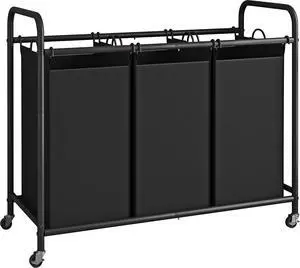 3 Section Laundry Hamper, Black Laundry Basket 135L Laundry Sorter | Laundry Room Organization with Heavy Duty Rolling Lockable Wheels and Removable Bag, Bedroom Laundry Cart for Clothes Storage 3 Section Laundry Hamper, Black Laundry Basket 135L Laundry Sorter | Laundry Room Organization with Heavy Duty Rolling Lockable Wheels and Removable Bag, Bedroom Laundry Cart for Clothes Storage