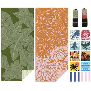 2 Pack Microfiber Beach Towel, Quick Dry Travel Towel Large Sand Free Towel for Beach, Camping, Swim Pool, Gym, Sports& Yoga 71"x32", Palm 2 Pack Microfiber Beach Towel, Quick Dry Travel Towel Large Sand Free Towel for Beach, Camping, Swim Pool, Gym, Sports& Yoga 71"x32", Palm