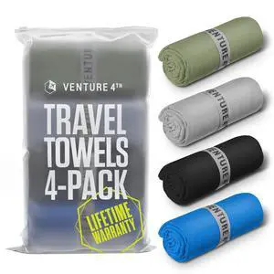 4-Pack Quick Dry Microfiber Towels - Multicolor Medium | Absorbs 7x more than cotton. Fast-drying, odor-resistant microfiber. Lightweight, compact & easy to pack for any trip. 4-Pack Quick Dry Microfiber Towels - Multicolor Medium | Absorbs 7x more than cotton. Fast-drying, odor-resistant microfiber. Lightweight, compact & easy to pack for any trip.