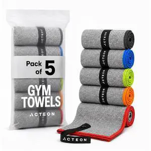 Microfiber Gym Towels 5 Pack, Quick Dry Silver ION Odor-Free Sweat Towel, Super Absorbent Fast Drying for Men & Women, Workout, Yoga, Running, Hiking, Travel 16x30.5 Inch Microfiber Gym Towels 5 Pack, Quick Dry Silver ION Odor-Free Sweat Towel, Super Absorbent Fast Drying for Men & Women, Workout, Yoga, Running, Hiking, Travel 16x30.5 Inch