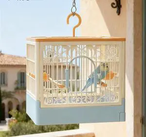 Portable Foldable Bird Cage - 360° Full View Bird Cage for Travel | with Hook/Food Bowl/Perch, Slide-Out Tray for Easy Cleaning,outdoor carrier (Includes Carrying Hook) Portable Foldable Bird Cage - 360° Full View Bird Cage for Travel | with Hook/Food Bowl/Perch, Slide-Out Tray for Easy Cleaning,outdoor carrier (Includes Carrying Hook)