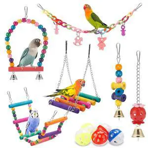 Bird Parakeet Toys - Swing Hanging Standing Chewing Hammock Climbing Ladder Bird Cage Colorful Toys Suitable for Budgerigar, Parakeet, Conure, Cockatiel, Mynah, Love Birds, Finches Bird Parakeet Toys - Swing Hanging Standing Chewing Hammock Climbing Ladder Bird Cage Colorful Toys Suitable for Budgerigar, Parakeet, Conure, Cockatiel, Mynah, Love Birds, Finches
