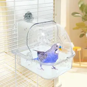 Bird Bath for Cage, Plastic Water Bowl Feeder for Pet Birds, Parrot Bathtub with Hanging Hooks for Little Bird Parrots Spacious Parakeets Portable Shower for Most Birdcage Bird Bath for Cage, Plastic Water Bowl Feeder for Pet Birds, Parrot Bathtub with Hanging Hooks for Little Bird Parrots Spacious Parakeets Portable Shower for Most Birdcage