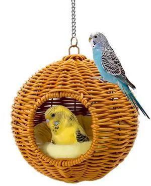 Chewproof Steel Frame Bird Nest for Cage, Washable Small Bed Hammock | Bird Hideout Lay Eggs Parakeet Nest Sleep Rest, Parakeet Warm Bed House Hut for Lovebird, Canary, Budgie, with Cushion Chewproof Steel Frame Bird Nest for Cage, Washable Small Bed Hammock | Bird Hideout Lay Eggs Parakeet Nest Sleep Rest, Parakeet Warm Bed House Hut for Lovebird, Canary, Budgie, with Cushion
