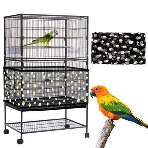 Large Bird Cage Cover, Bird Cage Seed Catcher, Adjustable Soft Nylon Mesh Net with Daisy Pattern, Birdcage Cover Skirt Seed Guard for Parrot Parakeet Macaw Round Square Cages (Black) Large Bird Cage Cover, Bird Cage Seed Catcher, Adjustable Soft Nylon Mesh Net with Daisy Pattern, Birdcage Cover Skirt Seed Guard for Parrot Parakeet Macaw Round Square Cages (Black)