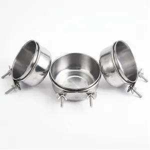 3 Pcs Stainless Steel Bird Feeding Cups with Clamp Holder - Birdcage Food Water Dish Bowls for Cockatiel Parakeet Macaw Finches Lovebirds Small Animals 3 Pcs Stainless Steel Bird Feeding Cups with Clamp Holder - Birdcage Food Water Dish Bowls for Cockatiel Parakeet Macaw Finches Lovebirds Small Animals