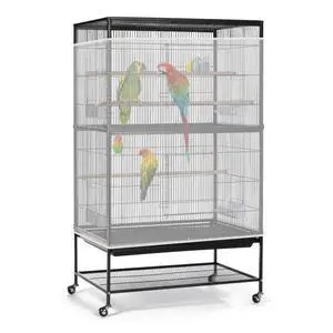 Bird Cage Seed Catcher, 90-118 Universal Birdcage Net Nylon 31.8'' H Adjustable Elastic Band Stretchy Skirts Mesh Cover for Parrot Cage Seed Guard (Not Include Birdcage)- White Bird Cage Seed Catcher, 90-118 Universal Birdcage Net Nylon 31.8'' H Adjustable Elastic Band Stretchy Skirts Mesh Cover for Parrot Cage Seed Guard (Not Include Birdcage)- White