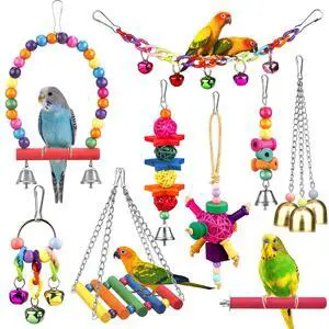 Bird Toys for Conures with Colorful Ladder Hammock Bird Cage Accerious Bird Perch Stand Chewing Toys Hanging Bell for Parrot Parakeet Cockatiel Lovebirds Bird Toys for Conures with Colorful Ladder Hammock Bird Cage Accerious Bird Perch Stand Chewing Toys Hanging Bell for Parrot Parakeet Cockatiel Lovebirds