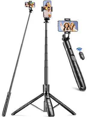 Aluminum 71" Phone Tripod, Travel Tripods for iPhone with Remote, Extendable Cell Phone Selfie Stick Tripod Stand Compatible with iPhone 17/16/15/14/13/Android/Camera Aluminum 71" Phone Tripod, Travel Tripods for iPhone with Remote, Extendable Cell Phone Selfie Stick Tripod Stand Compatible with iPhone 17/16/15/14/13/Android/Camera