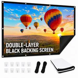 100 Inch Projector Screen Upgraded-Black Backing Anti Light | 16:9 Indoor Outdoor Projection Screen for Movies, Home Theater, Backyard Viewing and Presentations 100 Inch Projector Screen Upgraded-Black Backing Anti Light | 16:9 Indoor Outdoor Projection Screen for Movies, Home Theater, Backyard Viewing and Presentations