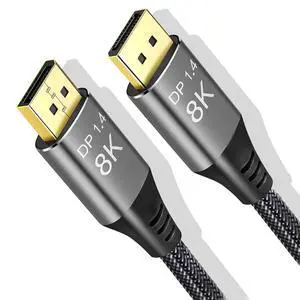 DisplayPort Cable 1.4, 8K@60Hz 4K@144Hz Ultra HD DisplayPort Cord | 32.4Gbps HDR HDCP, FreeSync G-Sync, Braided DP Cables for Monitors, HDTVs, Gaming, PC Graphics 1.5ft/0.5M DisplayPort Cable 1.4, 8K@60Hz 4K@144Hz Ultra HD DisplayPort Cord | 32.4Gbps HDR HDCP, FreeSync G-Sync, Braided DP Cables for Monitors, HDTVs, Gaming, PC Graphics 1.5ft/0.5M