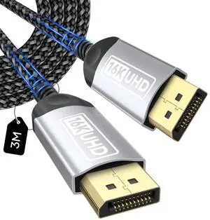16K DisplayPort Cable 2.1 10FT, DP to DP Cable 16K@30Hz, 80Gbps | DP Cable Support 16K@30Hz 8K@240Hz 4K@240Hz, 80Gbps, HDCP 2.3, HDR DSC 1.2a MST FreeSync G-Sync, for TV PC Video Card Monitor 16K DisplayPort Cable 2.1 10FT, DP to DP Cable 16K@30Hz, 80Gbps | DP Cable Support 16K@30Hz 8K@240Hz 4K@240Hz, 80Gbps, HDCP 2.3, HDR DSC 1.2a MST FreeSync G-Sync, for TV PC Video Card Monitor