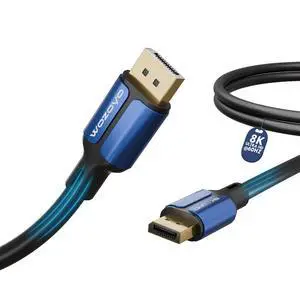 Display Port to Display Port 2.0 Cable 8K@60Hz / 4K@120Hz UHD Resolution, 6.6 Feet, 40 GBPS Transmission Speed, HDR, HDR10, Dolby Vision, Compatible with TV, Laptop, Projector, Monitor etc Display Port to Display Port 2.0 Cable 8K@60Hz / 4K@120Hz UHD Resolution, 6.6 Feet, 40 GBPS Transmission Speed, HDR, HDR10, Dolby Vision, Compatible with TV, Laptop, Projector, Monitor etc