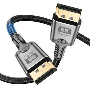 8K DisplayPort Cable 1.4, 3.3FT DP Cord (VESA Certified, 8K@60Hz) | 32.4Gbps High Speed Display Port Cable for Gaming Monitor, HDR/FreeSync/G-Sync, Braided & Gold-Plated (DP to DP) 8K DisplayPort Cable 1.4, 3.3FT DP Cord (VESA Certified, 8K@60Hz) | 32.4Gbps High Speed Display Port Cable for Gaming Monitor, HDR/FreeSync/G-Sync, Braided & Gold-Plated (DP to DP)