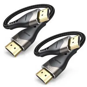 Short HDMI Cable 6 inch 2-Pack 10K 8K, HDMI 2.1 Cable 0.5FT 48Gbps | Ultra High Speed Braided Cord 8K@60Hz 4K@120Hz, eARC, HDR10+, DTS:X, 3D for HDTV/HDMI Switch/Laptop/Blu-Ray/Monitor/PS5 Short HDMI Cable 6 inch 2-Pack 10K 8K, HDMI 2.1 Cable 0.5FT 48Gbps | Ultra High Speed Braided Cord 8K@60Hz 4K@120Hz, eARC, HDR10+, DTS:X, 3D for HDTV/HDMI Switch/Laptop/Blu-Ray/Monitor/PS5