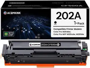 202A Black Toner Cartridge Replacement for HP 202A CF500A Color Pro MFP M281fdw M281cdw; M254dw Printer Ink 1 Pack 202A Black Toner Cartridge Replacement for HP 202A CF500A Color Pro MFP M281fdw M281cdw; M254dw Printer Ink 1 Pack