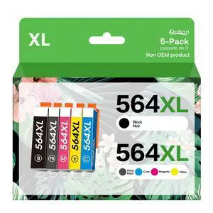 564XL 564 Compatible Ink Cartridge Replacement for 564XL Ink Cartridges for HP Printers Photosmart 7520 6525 6520 3520 5520 DeskJet 3520 3522(Black, Cyan, Magenta, Yellow, Photo Black, 5-Pack) 564XL 564 Compatible Ink Cartridge Replacement for 564XL Ink Cartridges for HP Printers Photosmart 7520 6525 6520 3520 5520 DeskJet 3520 3522(Black, Cyan, Magenta, Yellow, Photo Black, 5-Pack)